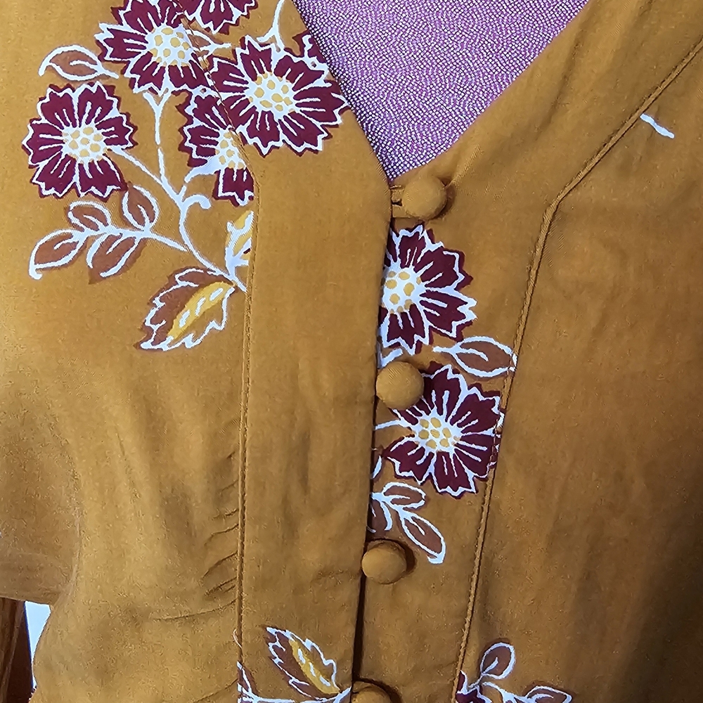 Old Navy Mustard Floral Button-Front Dress